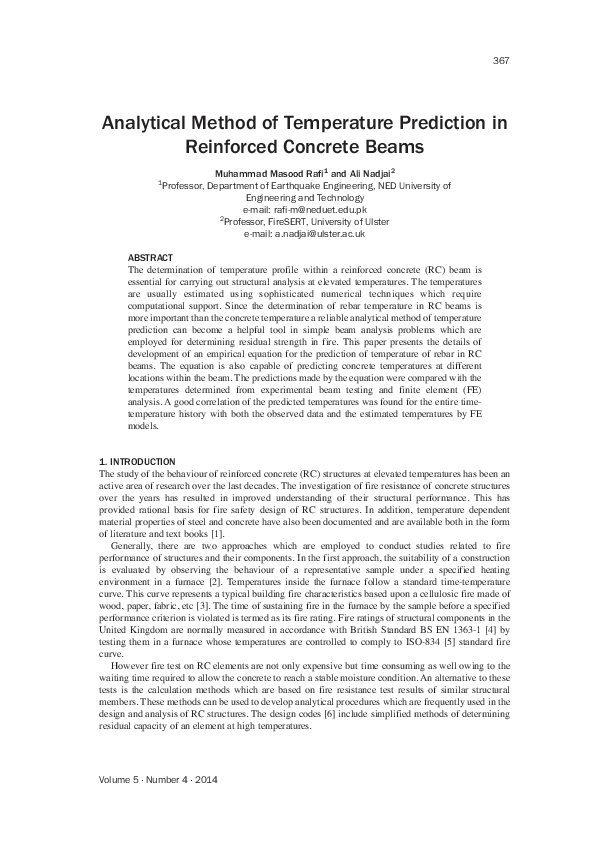 (PDF) Analytical Method of Temperature Prediction in Reinforced ...