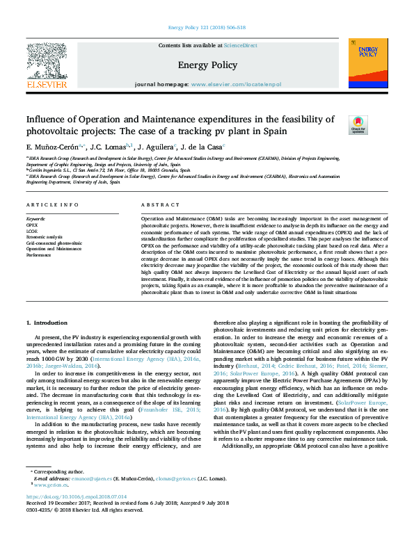 (PDF) Influence of Operation and Maintenance expenditures in the ...