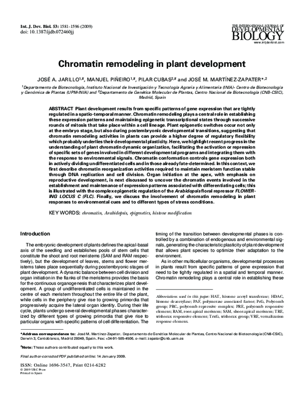 (PDF) Chromatin remodeling in plant development