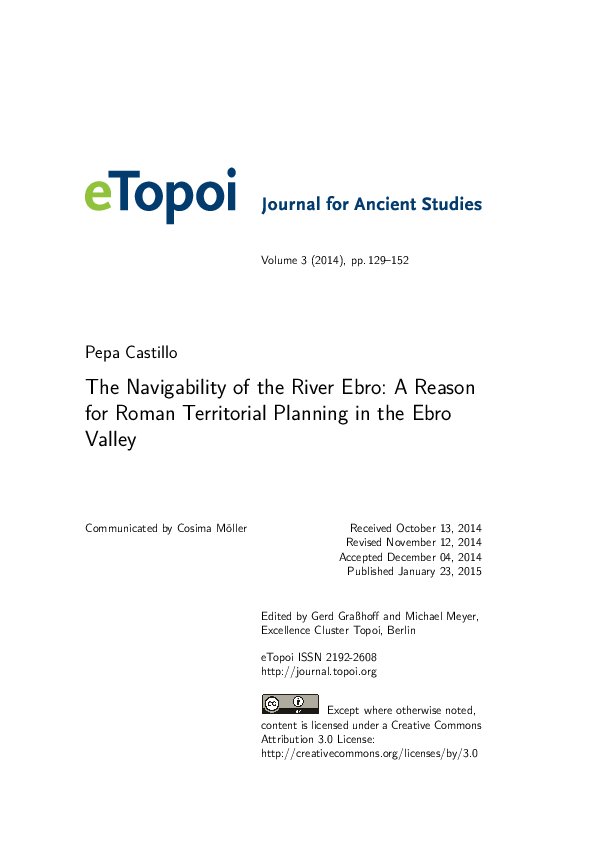(PDF) The Navigability of the River Ebro: A Reason for Roman ...