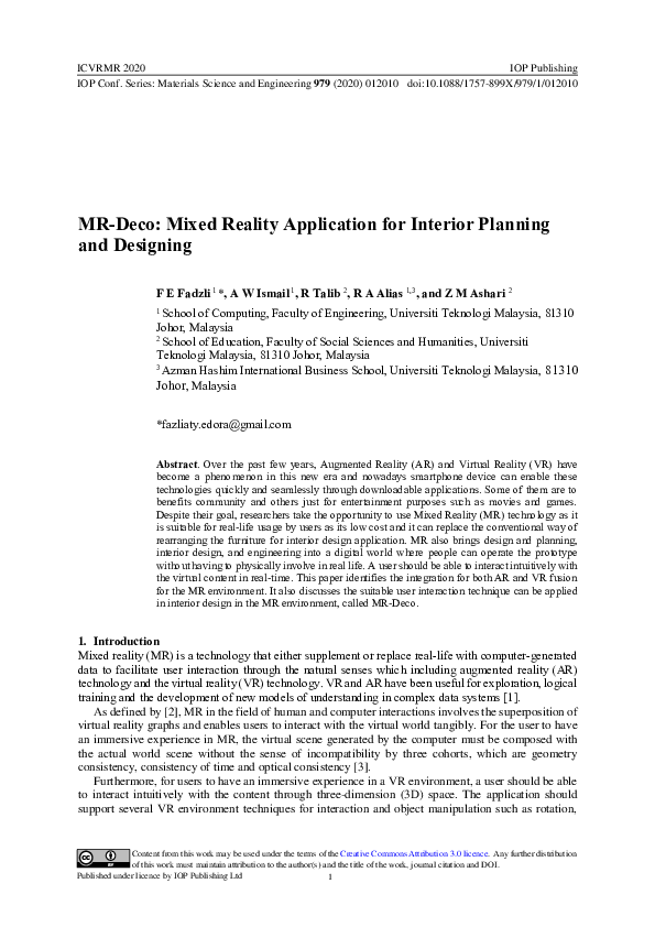 (PDF) MR-Deco: Mixed Reality Application for Interior Planning and ...