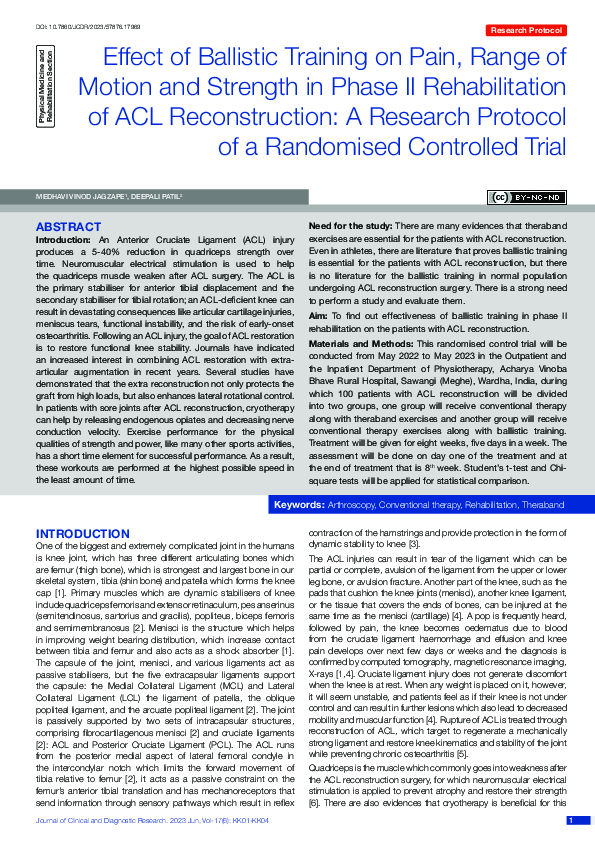 (PDF) Effect of Ballistic Training on Pain, Range of Motion and ...