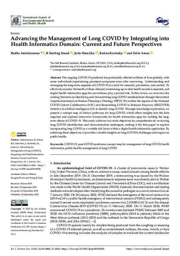 (PDF) Advancing the Management of Long COVID by Integrating into Health ...