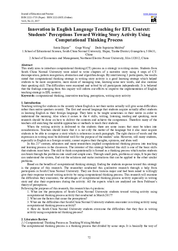 (PDF) Innovation in English Language Teaching for EFL Context: Students ...