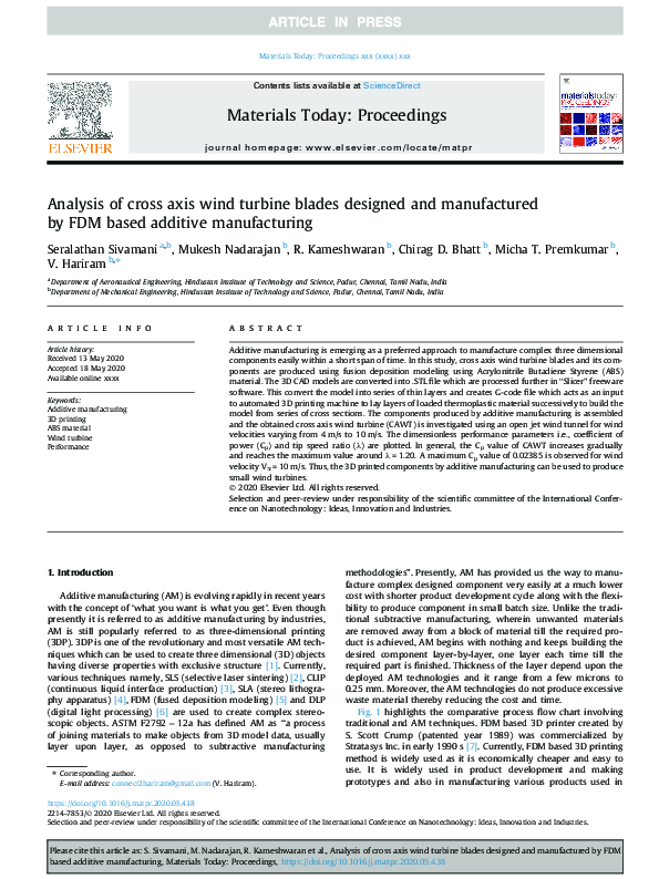 (PDF) Analysis of cross axis wind turbine blades designed and ...