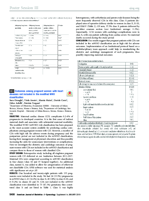 (PDF) 603: Outcomes among pregnant women with heart diseases not ...