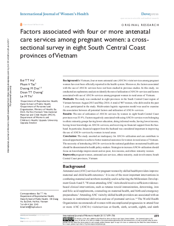(PDF) Factors Associated with Four or More Antenatal Care Visits and ...