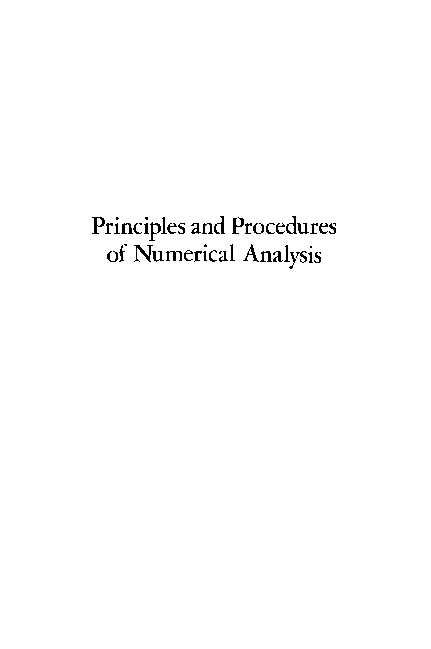 (PDF) Principles and Procedures of Numerical Analysis