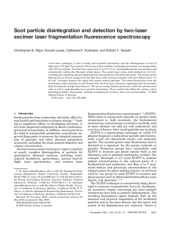 (PDF) Soot particle disintegration and detection by two-laser excimer ...
