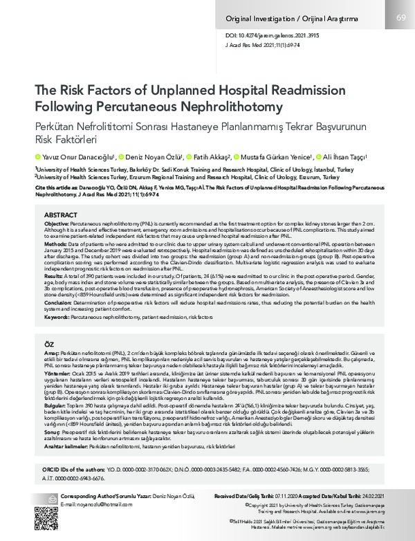 (PDF) The Risk Factors of Unplanned Hospital Readmission Following ...