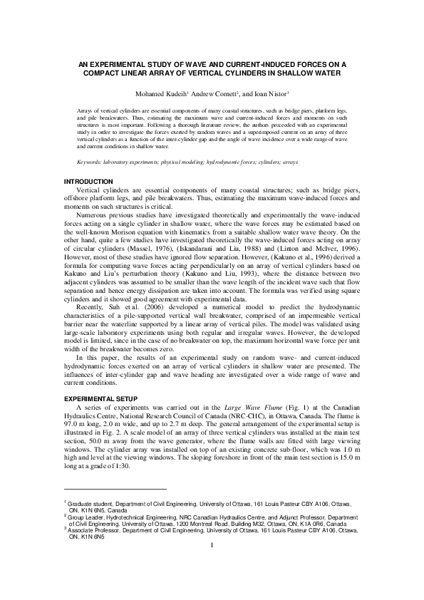 (PDF) An Experimental Study of Wave and Current-Induced Forces on a ...