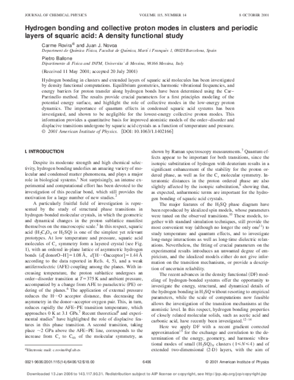 (PDF) Hydrogen bonding and collective proton modes in clusters and ...