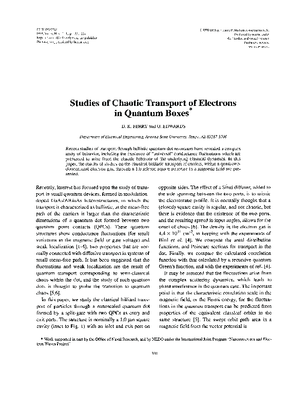 (PDF) Studies of Chaotic Transport of Electrons in Quantum Boxes