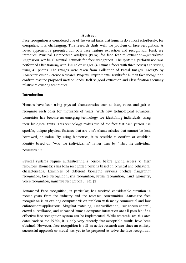 (PDF) FACE RECOGNITION SYSTEM THROUGH ARTIFICIAL INTELLIGENCE