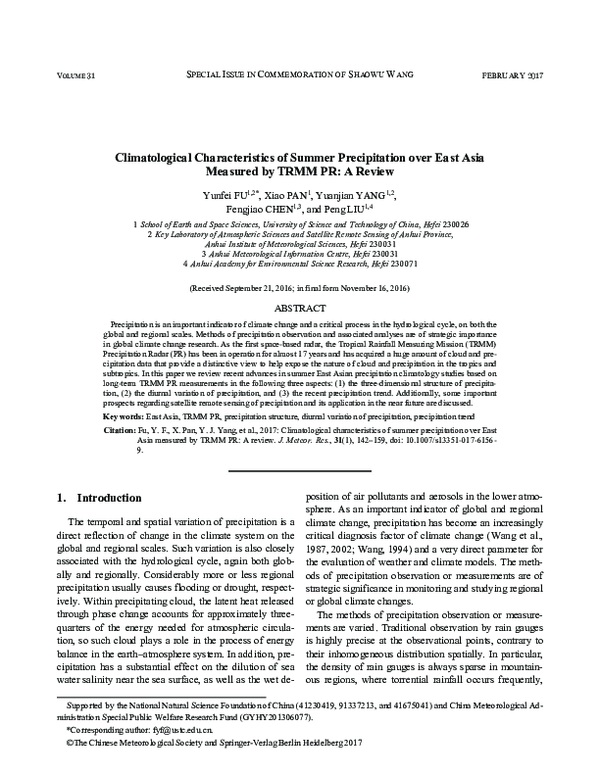 (PDF) Climatological characteristics of summer precipitation over East ...