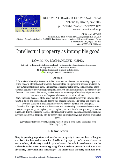 (PDF) Intellectual property as intangible good