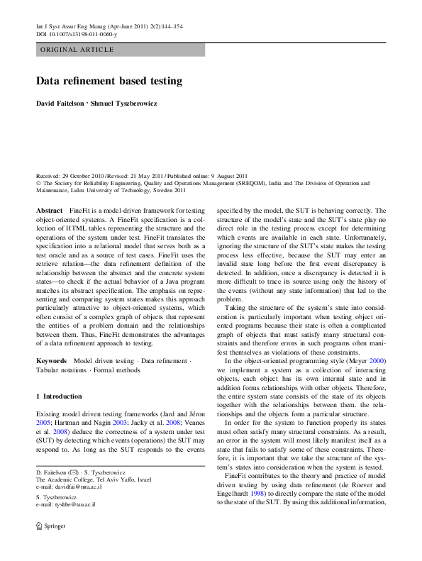 (PDF) Data refinement based testing