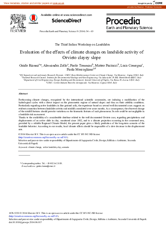 (PDF) Evaluation of the Effects of Climate Changes on Landslide ...
