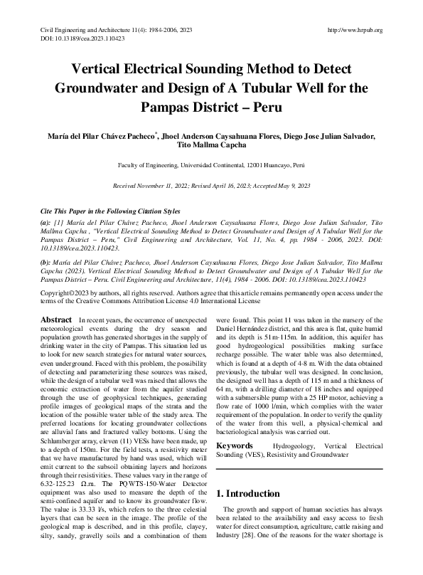(PDF) Vertical Electrical Sounding Method to Detect Groundwater and ...