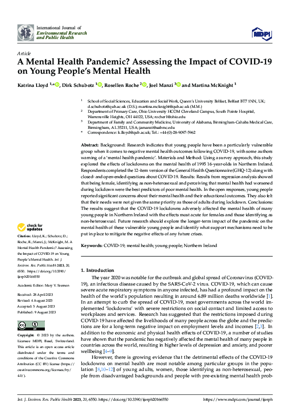 (PDF) A Mental Health Pandemic? Assessing the Impact of COVID-19 on ...