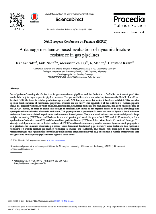 (PDF) A Damage Mechanics based Evaluation of Dynamic Fracture ...
