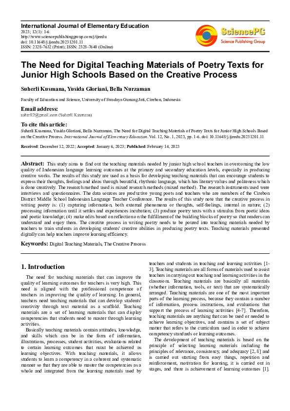 (PDF) The Need for Digital Teaching Materials of Poetry Texts for ...