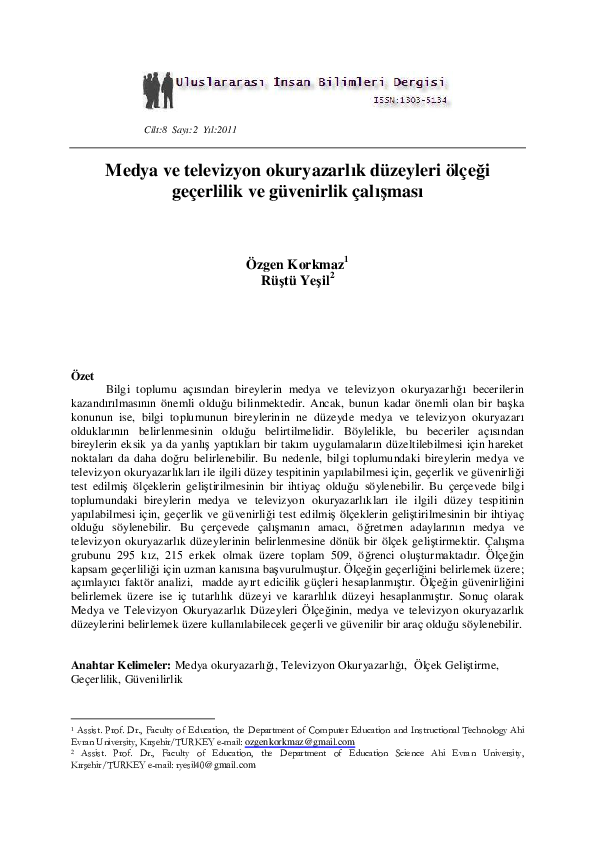 (PDF) Study of validity and reliability scale of media and television ...