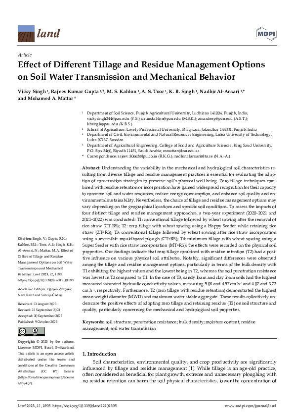 (PDF) Effect of Different Tillage and Residue Management Options on ...