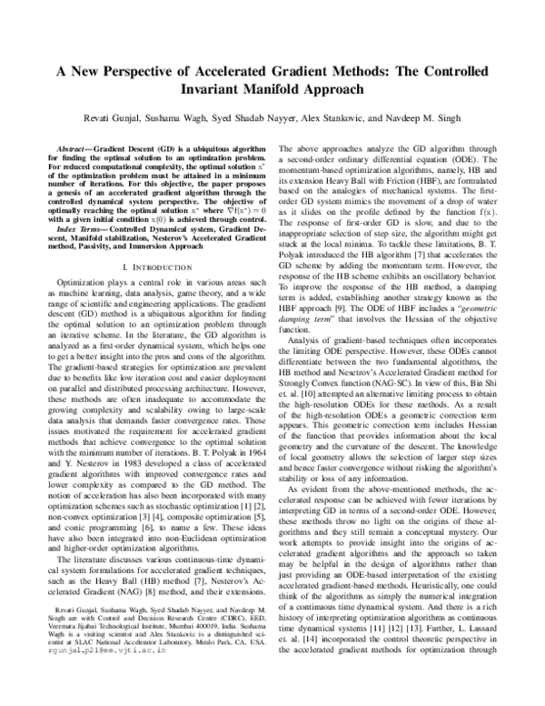 (PDF) A New Perspective of Accelerated Gradient Methods: The Controlled ...