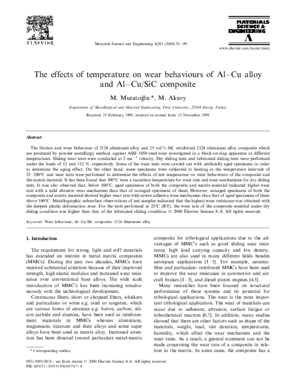 (PDF) The effects of temperature on wear behaviours of Al–Cu alloy and ...