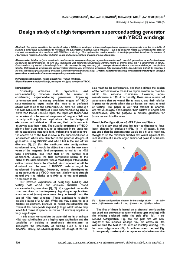 (PDF) Design study of a high temperature superconducting generator with ...