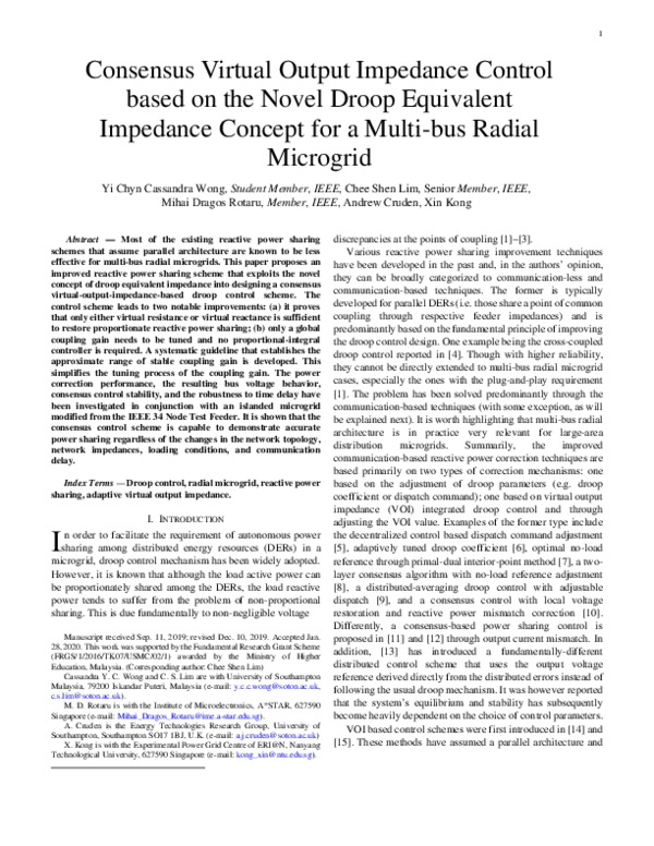 (PDF) Consensus Virtual Output Impedance Control Based on the Novel ...