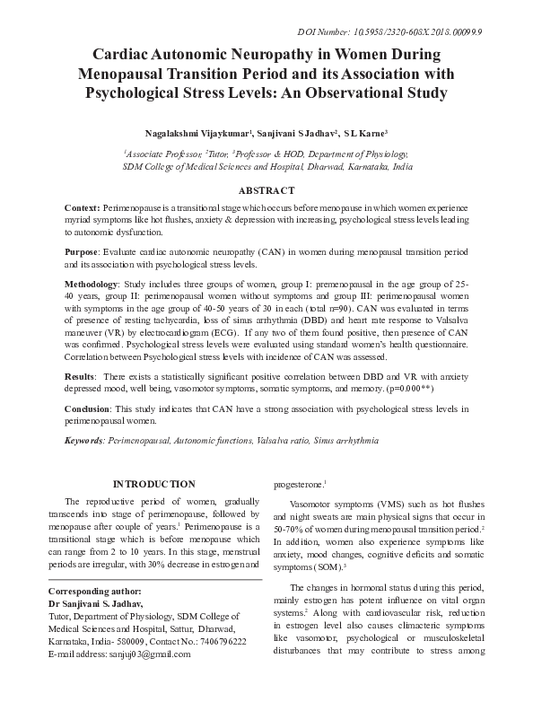 (PDF) Cardiac Autonomic Neuropathy in Women During Menopausal