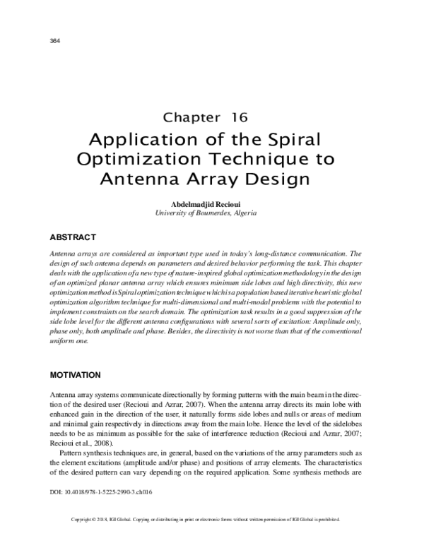 (PDF) Application of the Spiral Optimization Technique to Antenna Array ...