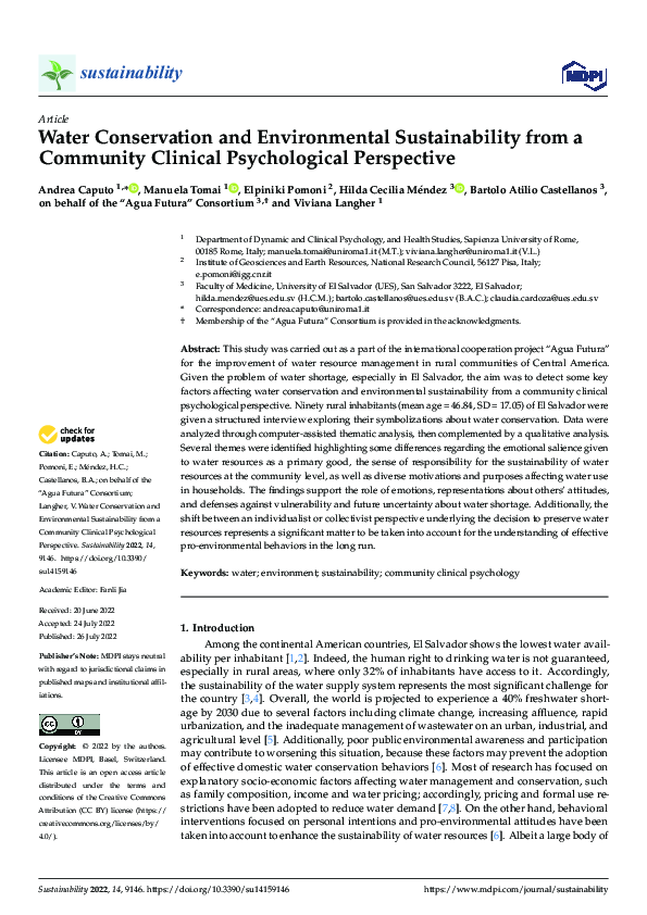(PDF) Water Conservation and Environmental Sustainability from a ...