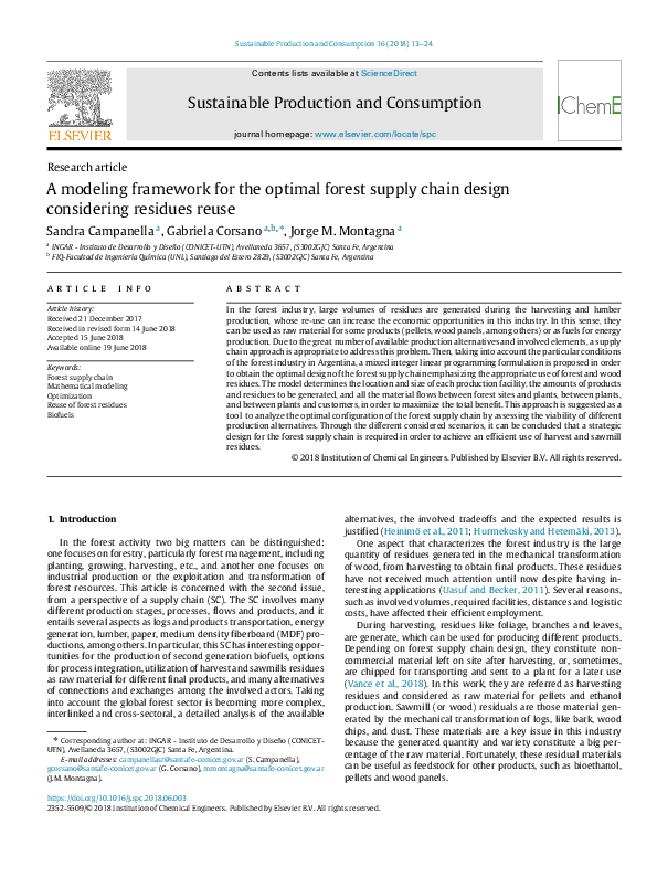 (PDF) A modeling framework for the optimal forest supply chain design ...