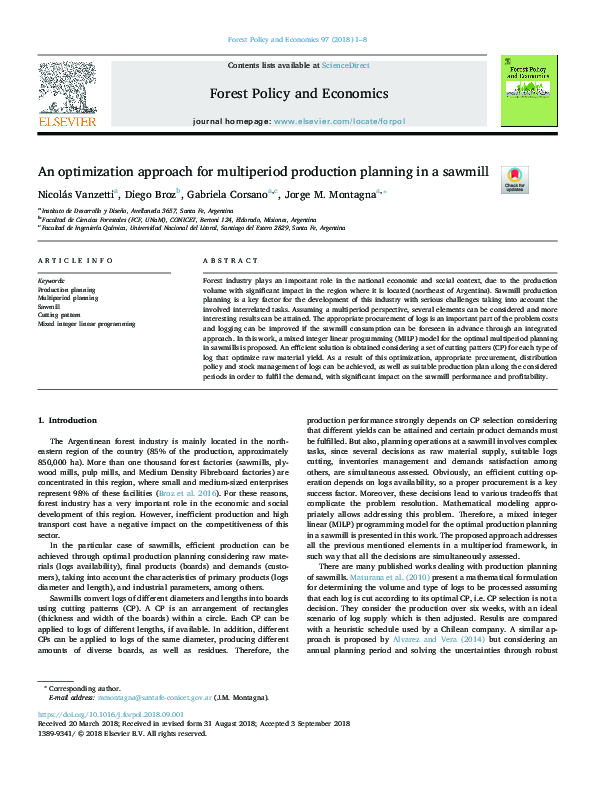(PDF) An optimization approach for multiperiod production planning in a ...