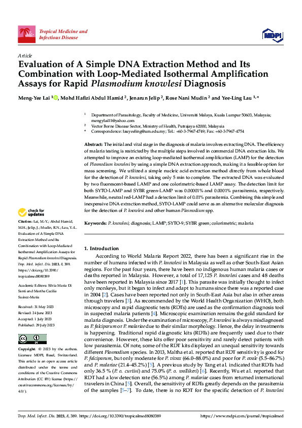 (PDF) Evaluation of A Simple DNA Extraction Method and Its Combination ...
