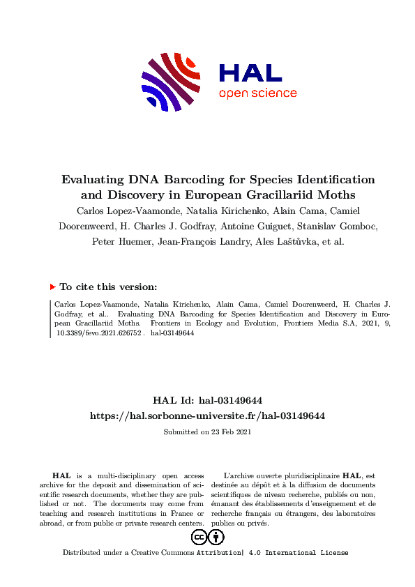 (PDF) Evaluating DNA Barcoding for Species Identification and Discovery ...