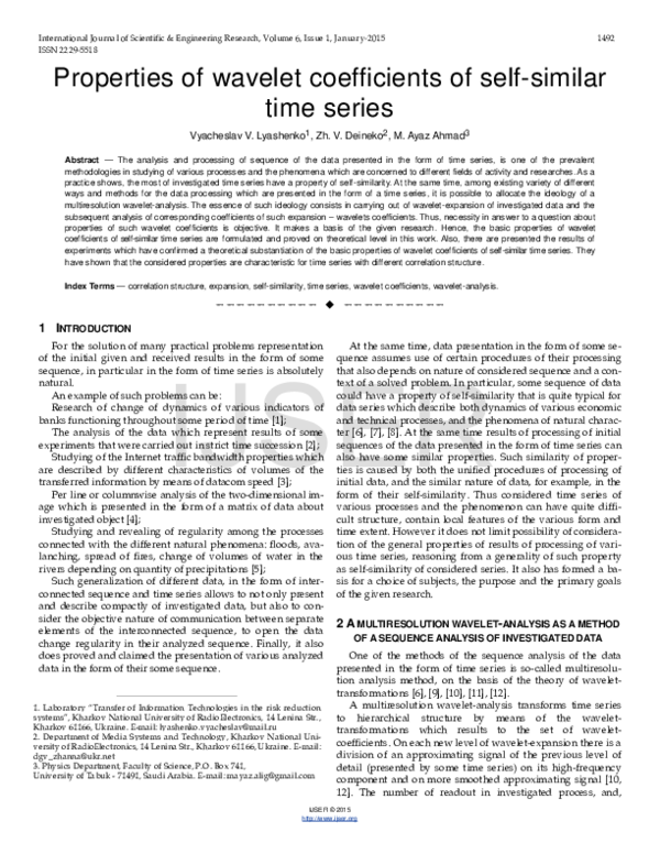 (PDF) Properties of wavelet coefficients of self-similar time series