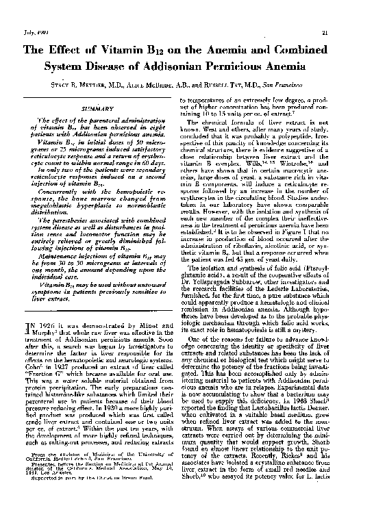 (PDF) The effect of vitamin B12 on the anemia and combined system ...
