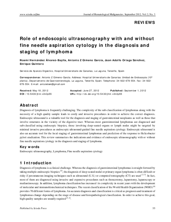 (PDF) Role of endoscopic ultrasonography with and without fine needle ...