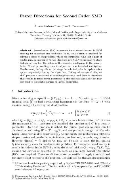 (PDF) Faster Directions for Second Order SMO