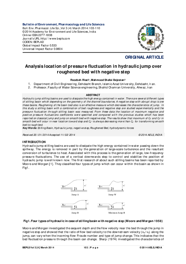 (PDF) Analysis location of pressure fluctuation in hydraulic jump over ...