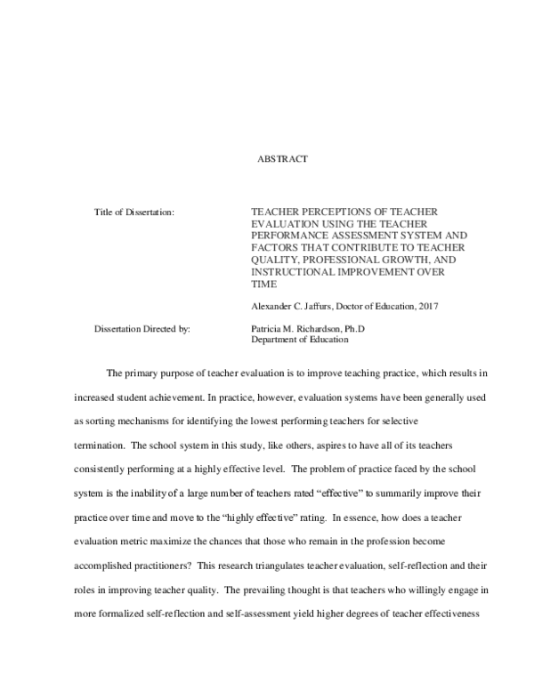 (PDF) Teacher Perceptions of Teacher Evaluation Using the Teacher ...