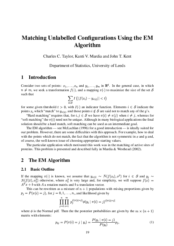 (PDF) Matching unlabelled configurations using the EM algorithm