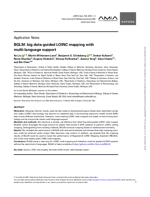 (PDF) BGLM: big data-guided LOINC mapping with multi-language support
