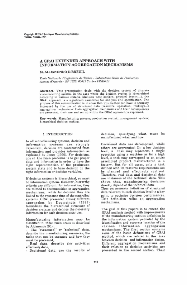 (PDF) A GRAI Extended Approach with Information Aggregation Mechanisms