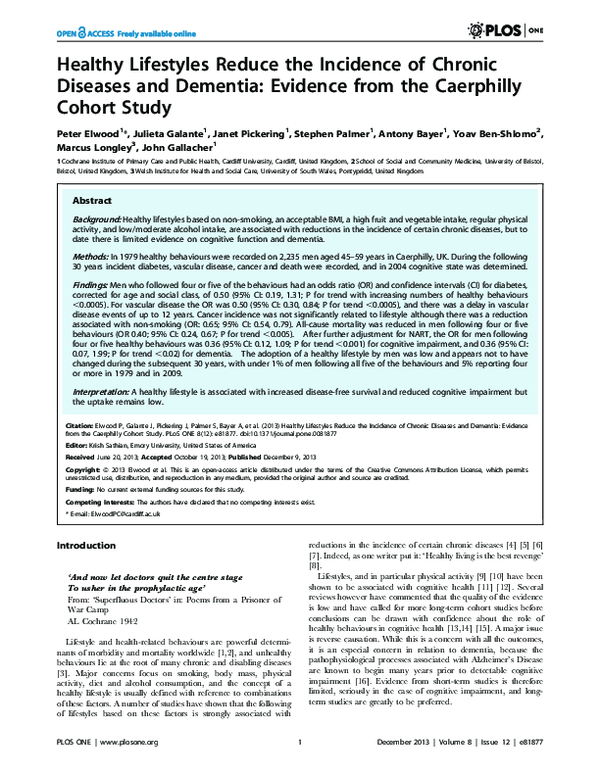 (PDF) Healthy Lifestyles Reduce the Incidence of Chronic Diseases and ...