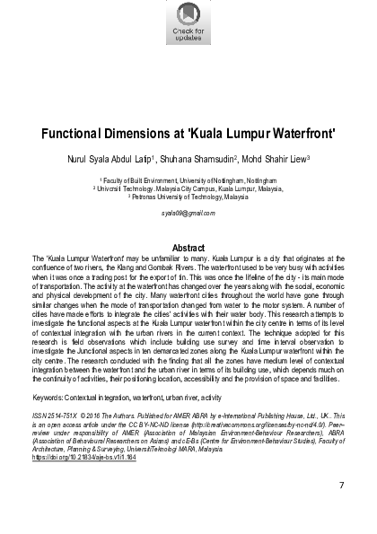 (PDF) Functional Dimensions at 'Kuala Lumpur Waterfront